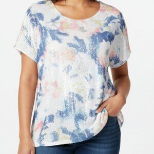 Chico's Blouse - Shiny Sequin Front - Pastel - Size 3 - XL